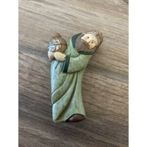 Wooden Carved Wiseman‎ Magi Bible Nativity Vintage 4"